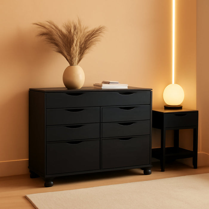 Halifax Storage Mobile Cabinets, 2 Doors, 4 Drawers, 1 Wide Drawer, for Home Office, Black