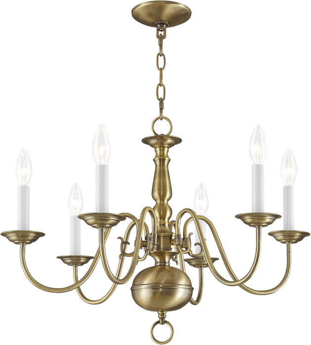 Lighting 5006-01 Williamsburgh 6 Light Antique Brass Chandelier