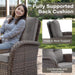 6 Piece Patio Conversation Sets - Wicker Patio Furniture Sets with Outdoor Swivel Rocker Chairs Outdoor Couch Perfect for Deck Patio Backyard, Brown Wicker Grey Cushion
