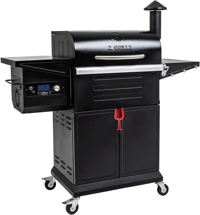 Wood Pellet Grill & Smoker 8-In-1 Pellet Grill with Automatic Temperature Control，Meat Probes，572 Sq. in Area for Backyard Camping Outdoor Party,Bright Black