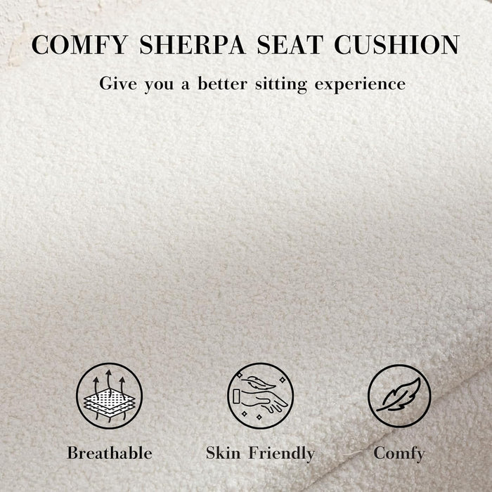 Boucle Storage Ottoman Bench, 44.7 Inches Sherpa Upholstered Storage Bench, End of Bed Bench for Bedroom Entryway Living Room, White