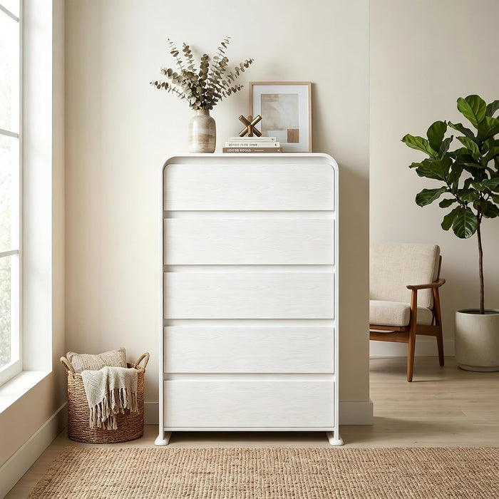 White 5-Drawer Dresser for Bedroom, 50.5" Tall Chest of Drawers