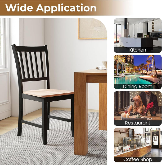 Wooden Dining Chairs Set of 4, Farmhouse Kitchen Chair with Rubber Wood Legs, Easy to Assemble Armless Dining Side Chairs, Dining Room Chairs, Black