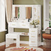 White Makeup Vanity With Integrated Charging Station