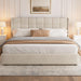King Bed Frame with Hydraulic Gas Lift up Storage, Linen Upholstered