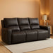 Boxmere Modern Leather Match Power Reclining Sofa with USB Ports, Dark Brown