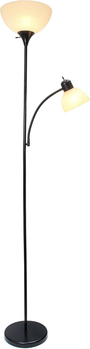 LF2000-BLK Mother-Daughter Floor Lamp with Reading Light, Black