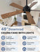 48 Inch Ceiling Fans with Lights and Remote, Downrod Mount, Sloped Ceiling Compatible up to 15°, Quiet Reversible DC Motor, 3CCT Dimmable LED, Black Ceiling Fan for Bedroom Living Room