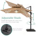 10 Ft. Solar LED 2-Tier Square Cantilever Patio Umbrella with Base Included in Tan