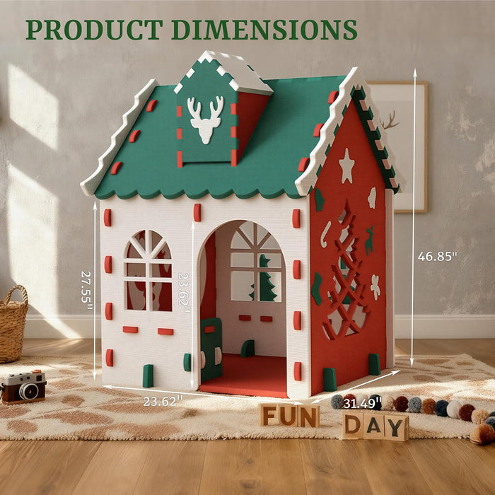 Christmas Playhouse for Kids, Indoor & Outdoor EVA Play House for Toddlers 1–4, Safe Food-Grade Material, Easy Assembly Children'S Playset (White)