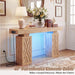 47.2" Extra Thick Entryway Table with Hollow Carved Storage Legs, 300+ Lbs Load Console Table with Reversible Outlets & RGB Light, Space-Saving Wood Sofa Table for Hallway Foyer, Natural Oak