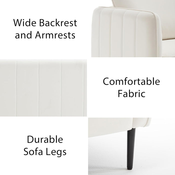 Modern Velvet Accent Chair, Single Sofa Chairs Armchair with Square Arm, Upholstered Accent Chairs for Living Room, Bedroom, Apartment (Beige Chair)