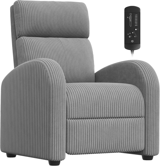 Recliner Chair, Recliner Sofa for Adults, Recliners Home Theater Seating with Lumbar Support, Reclining Sofa Chair for Living Room (Corduroy, Dark Ash Grey)