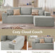 107Inch Grey Corduroy LShaped Modular Sleeper Sofa