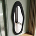 Full Length Mirror, 63" X 24" Wall Mirror, Flannel Wrapped Wooden Frame Floor Mirror, Irregular Wavy Mirror Hanging or Leaning against Wall for Cloakroom/Bedroom/Living Room, Black