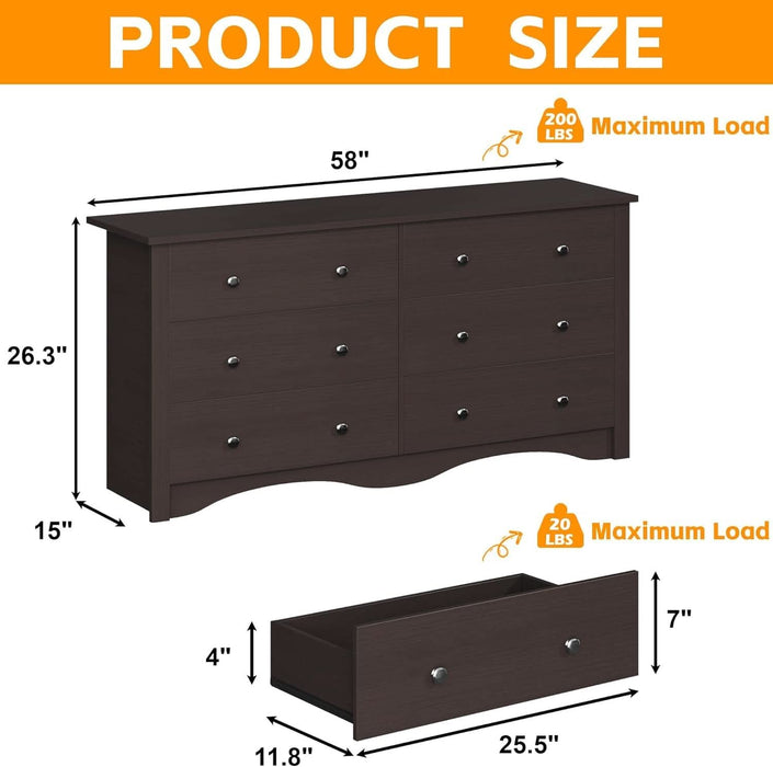 6 Drawer Dresser And TV Stand For 65 Inch TV Brown ShipItFurniture 6 Drawer Dresser And TV Stand For 65 Inch TV Brown ShipItFurniture