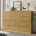 55" Wide Fluted 8-Drawer Double Dresser for Bedroom, Natural