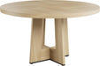 47" round Dining Table for 4-6 People - Circle Kitchen Dinner Table with Sturdy Pedestal Base, Space Saving Dinning Room Furniture for Living Room, Kitchen, Apartment, Natural