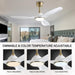 52 Inch 6 Speed High CFM Quiet DC Motor Modern Ceiling Fan with Lights Remote Control, 3 Blade White Gold Indoor Bedroom Living Room Ceiling Fan