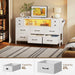 Dresser for Bedroom with LED Lights and Power Outlets, 55" TV Stand with 10 Drawers, Fabric Chest of Drawers with Side Pocket, PU Finish, Sturdy Frame & Wood Top, White