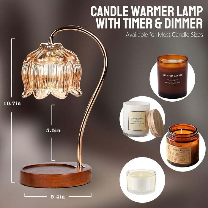 Fragrance Candle Warmer Lamp，Electric Candle Warmer with Timer & Dimmer，Mom Christmas Birthday Gifts for Women, House Warming Gifts New Home Bedroom Decor