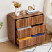 Walnut Fluted 3 Drawer Dresser With StorageCapacity