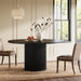 47.24-Inch Black round Dining Table for 4-6 People, Modern Fluted MDF + Metal Base Kitchen Table, Sturdy Circle Dining Room Furniture, Black