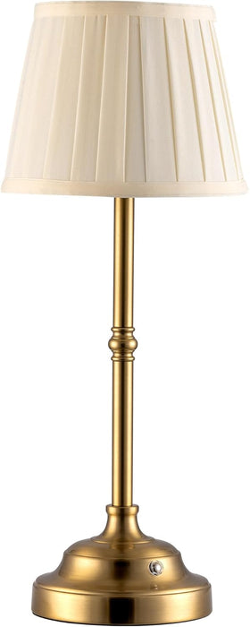 Portables Cordless Table Lamp, Fabric Shade Desk Lamp, 4000Mah Rechargeable Battery Powered Lighting, Dimmable Light for Dining Room, Bedroom, Bedside, Bar, Night Light, Camping, Balcony (Gold)