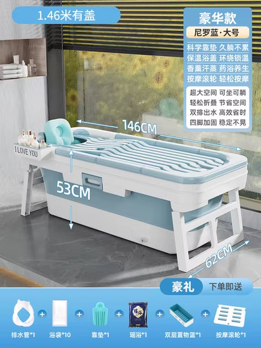 Portable Folding Bathtub for Adults Hot Bath Spa Plastic Bathtubs Children Swimming Pool Bucket Sauna Lid Cover House Bath Tub Z