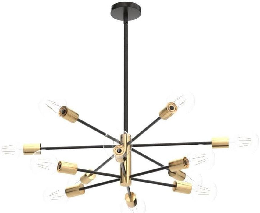 Modern Chandelier Ceiling Light Fixture Sputnik Chandeliers Gold and Black Farmhouse Chandelier over Table 12-Light Height Adjustable Chandeliers for Dining Room, Living Room,Kitchen Island