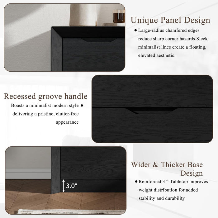 Black 6 Drawer Dresser for Bedroom, 47.4" Tall Chest of Drawers