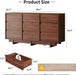 9 Drawer Walnut Dresser for Bedroom,59" Wide Mid Century Modern Dresser