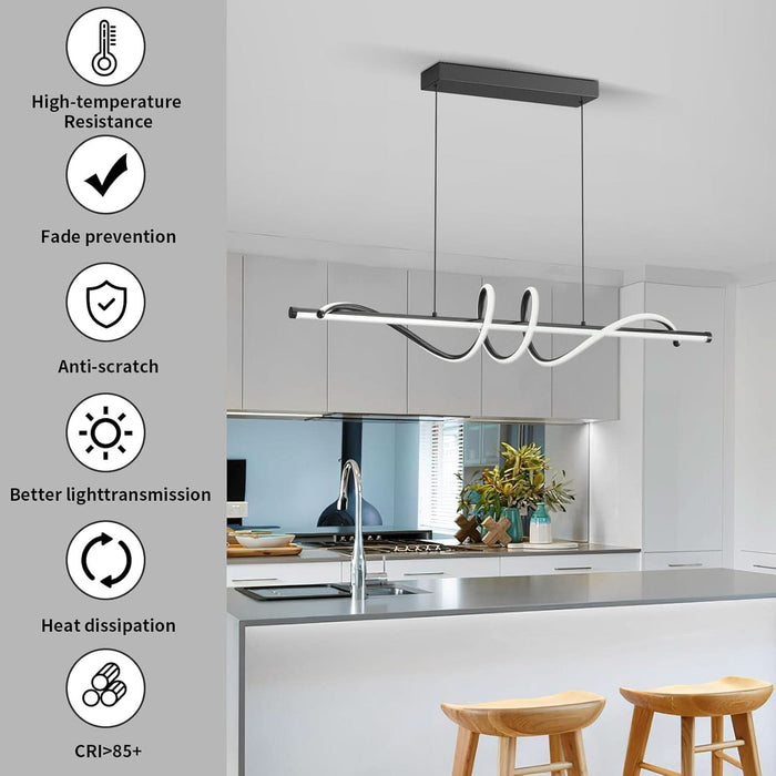 Modern LED Pendant Lights, 39In Chandelier Dimmable with Remote Control 3000K-6000K Adjustable Color Temperature, Aluminum Island Lighting Lamp Fixture for Kitchen, Dining Room, Billiard Room