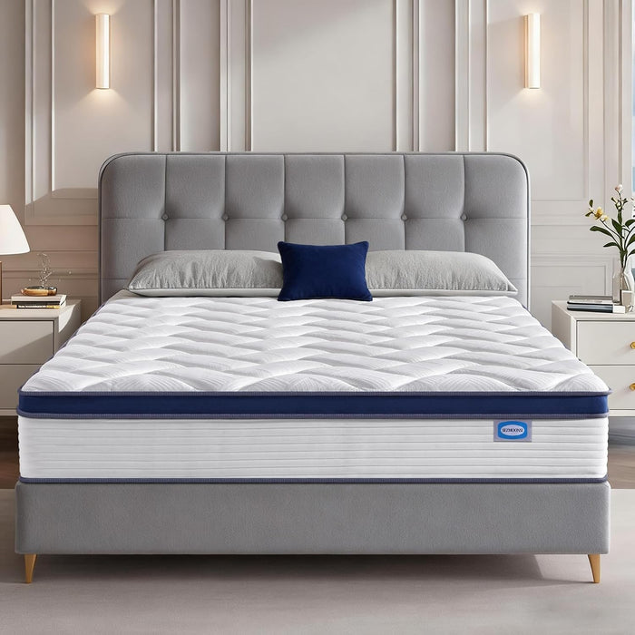 King Mattress 12 Inch, Hybrid King Size Mattress with Memory Foam & Pocket Springs, Certipur-Us Certified, Medium Firm, Motion Isolation, King Bed Mattress in a Box for Pressure Relief