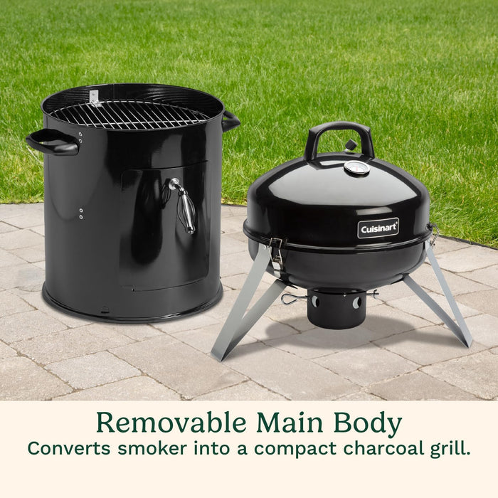 16” Vertical Charcoal Smoker, Integrated Thermometer, Water Bowl and Dual Vents Perfect for Smoked Brisket, Chrome Plated Grates Smoker Grill for BBQ, Camping, Tailgates