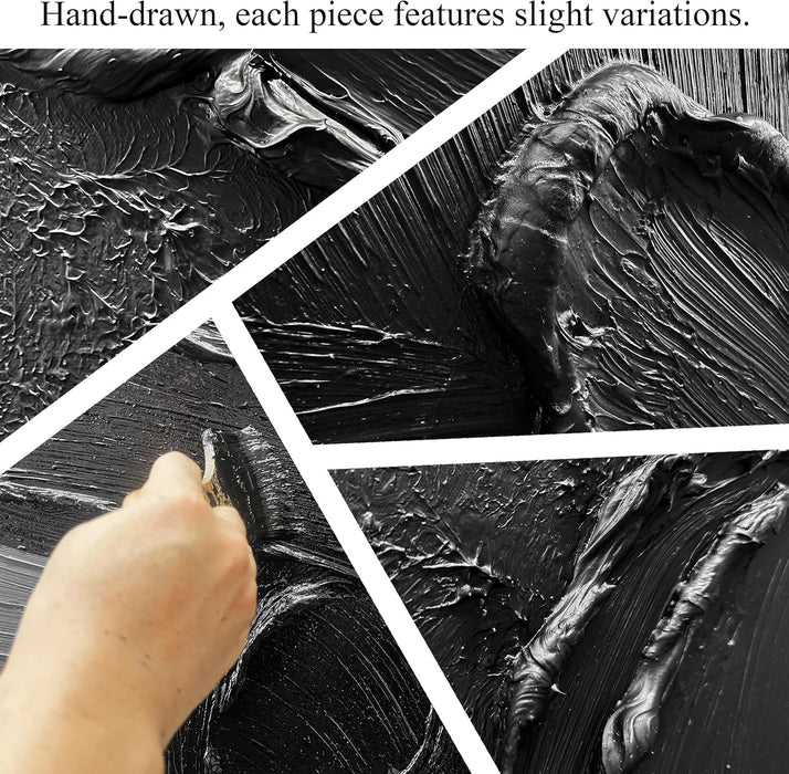 Black Art Paintings for Wall Abstract Wall Pictures for Living Room Large 3D Hand Painted Wall Art Bedroom 29 X 58 Inch