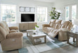 Tip-Off Classic Wall Hugger Power Reclining Sofa with Adjustable Headrest and USB Ports, Light Brown