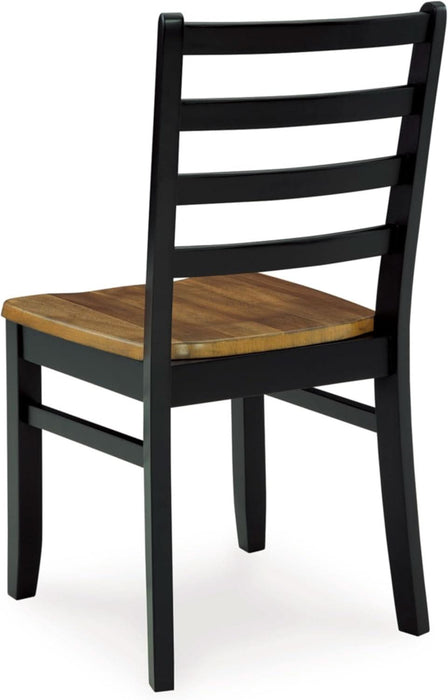 Blondon Rectangular Dining Room Table Set with 6 Chairs, Chevron Pattern, Tapered Legs, Seats 6, Wood, 60" Long, Brown & Black