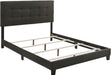 Home Furnishings - Mapes - Wood - Upholstered Panel Bed with Tufted Headboard, Low Frame and Transitional Style - Bedroom - Queen Size - Charcoal - 305746Q