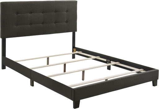 Home Furnishings - Mapes - Wood - Upholstered Panel Bed with Tufted Headboard, Low Frame and Transitional Style - Bedroom - Queen Size - Charcoal - 305746Q