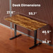 Height Adjustable Electric Standing Desk, 55 X 28 Inches Sit Stand up Desk, Memory Computer Home Office Desk, Vintage Brown