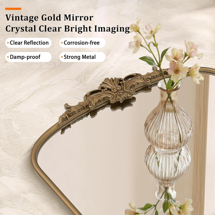 Antique Gold Wall Mirror: 32"X24" French Brass Decorative Mirrors
