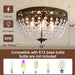 15" Vintage Ceiling Light, 4-Lights Bronze Crystal Flush Mount Chandelier Light Fixture, Antique Ceiling Lamp for Living Room Bedroom Dining Room Kitchen Hallway Locker Room