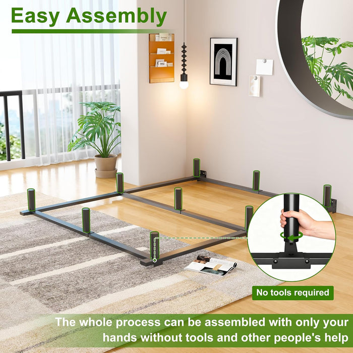 7 Inch Queen Bed Frame for Box Spring and Mattress, Black
