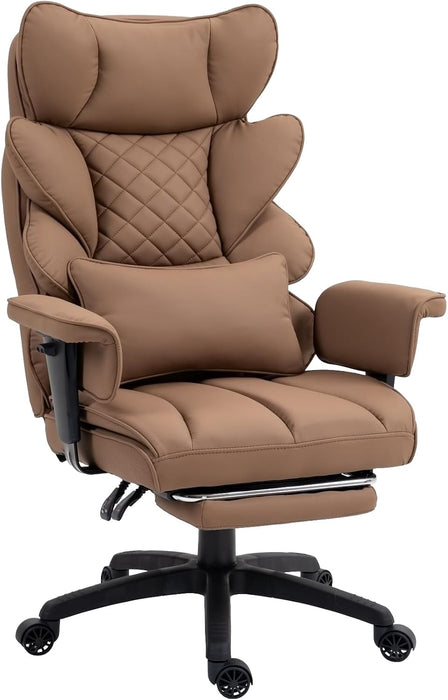 Big and Tall Office Chair with Pocket Spring Cushion,High Back Computer Gaming Chairs with Adjustable Armrests,Executive Desk Chairs with Lumbar Support and Footrest,Pu-Brown