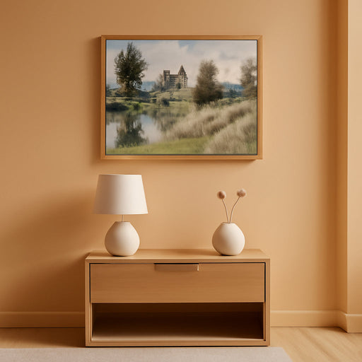 Vintage Framed Wall Art Decor Countryside Landscape Pictures Wall Decor Rustic River Cottage Canvas Art Prints Modern Farmhouse Impressionist Paintings Artwork for Bedroom Living Room