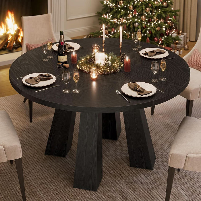 47" round Dining Table for 4-6, Farmhouse Wood Kitchen Table