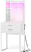 Small Vanity Desk with Hutch and Drawers, White Makeup Vanity Desk with Charging Station, Vanity Table Dressing Table with LED Lights, Vanity Desk No Mirror with Pegboard for Girls Women, 24"