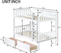 Twin over Twin Wood Bunk Bed with 2 Drawers for Girls,Boys,Convertible into 2 Beds,Wood Bunk Bed with Ladder and Safety Guardrails,No Box Spring Needed, White
