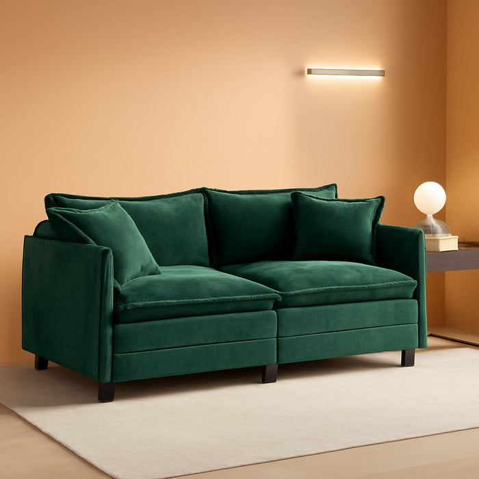 78Inch Green Modular Chenille Sectional Sofa Collection